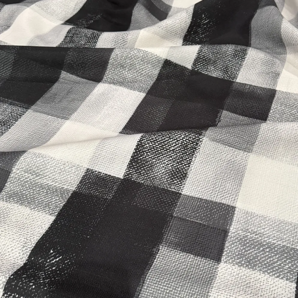 Abstract Plaid (Slub Print) Table Linen in Black