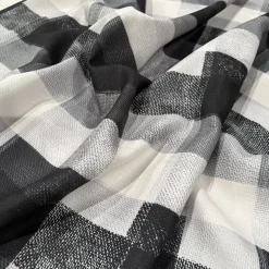 Abstract Plaid (Slub Print) Table Linen in Black