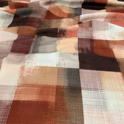 Abstract Plaid (Slub Print) Table Linen in Rust