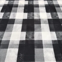 Abstract Plaid (Slub Print) Table Runner in Black