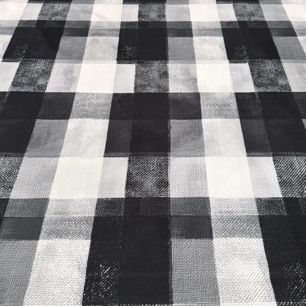 Abstract Plaid (Slub Print) Table Runner in Black