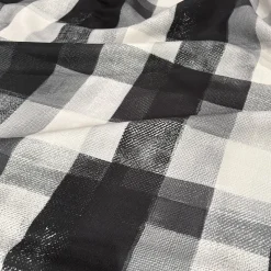 Abstract Plaid (Slub Print) Table Napkin in Black