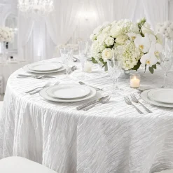 Accordion Taffeta Table Linen in White