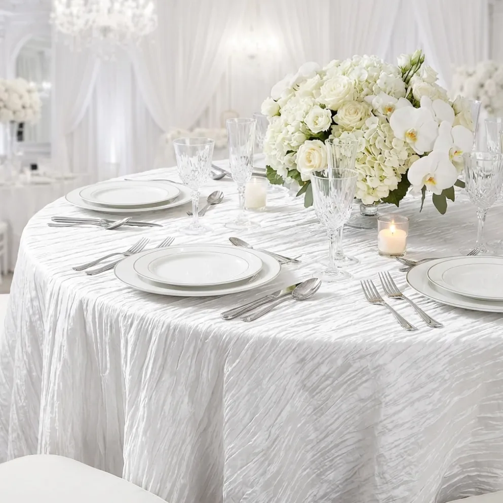 Accordion Taffeta Table Linen in White