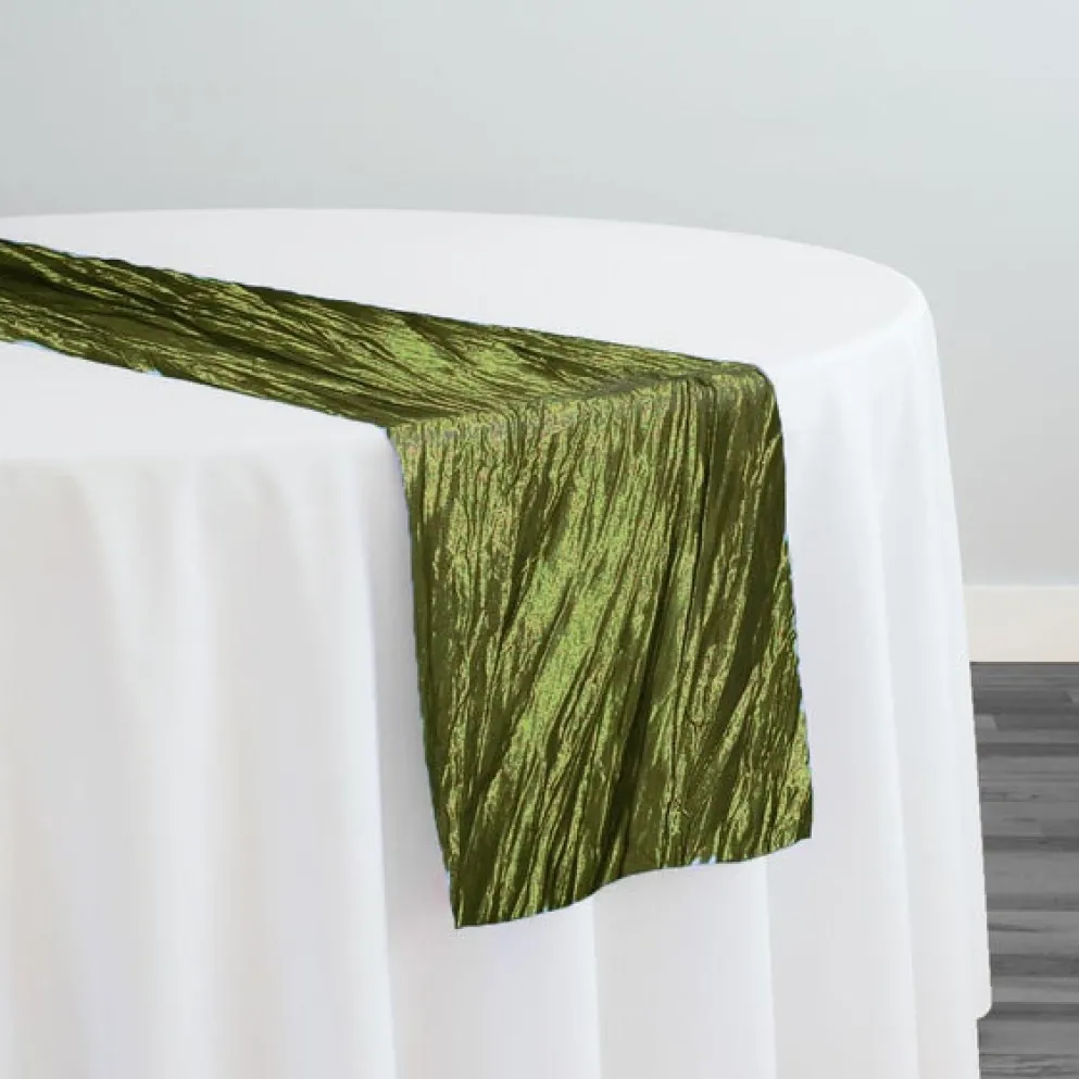 Accordion Taffeta Table Runner in Olive