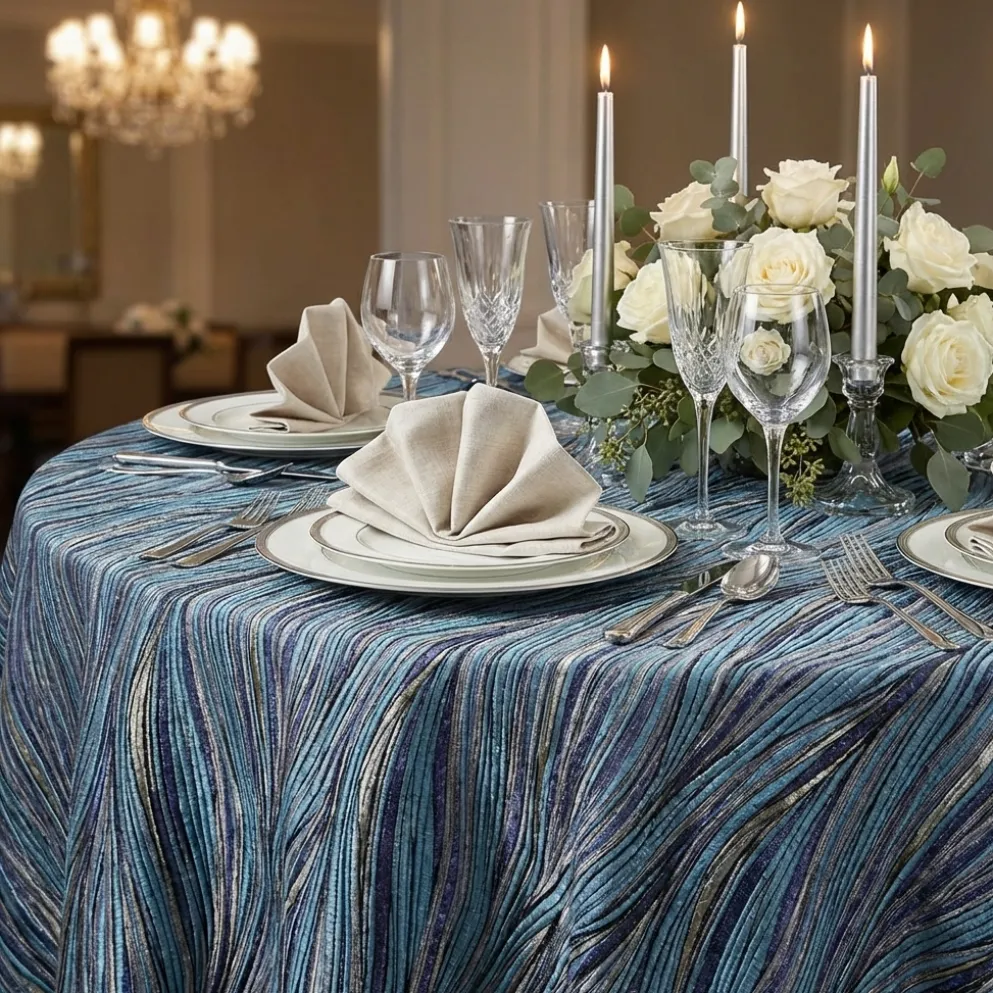 Allure Jacquard Table Linen in Blue