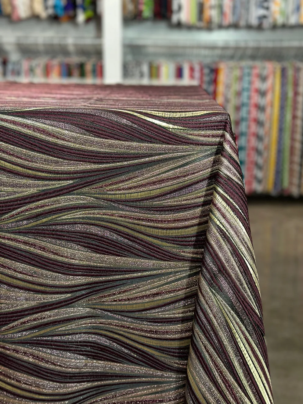 Allure Jacquard Table Linen in Burgundy