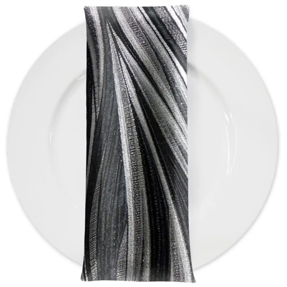 Allure Jacquard Table Napkin in Black and Silver