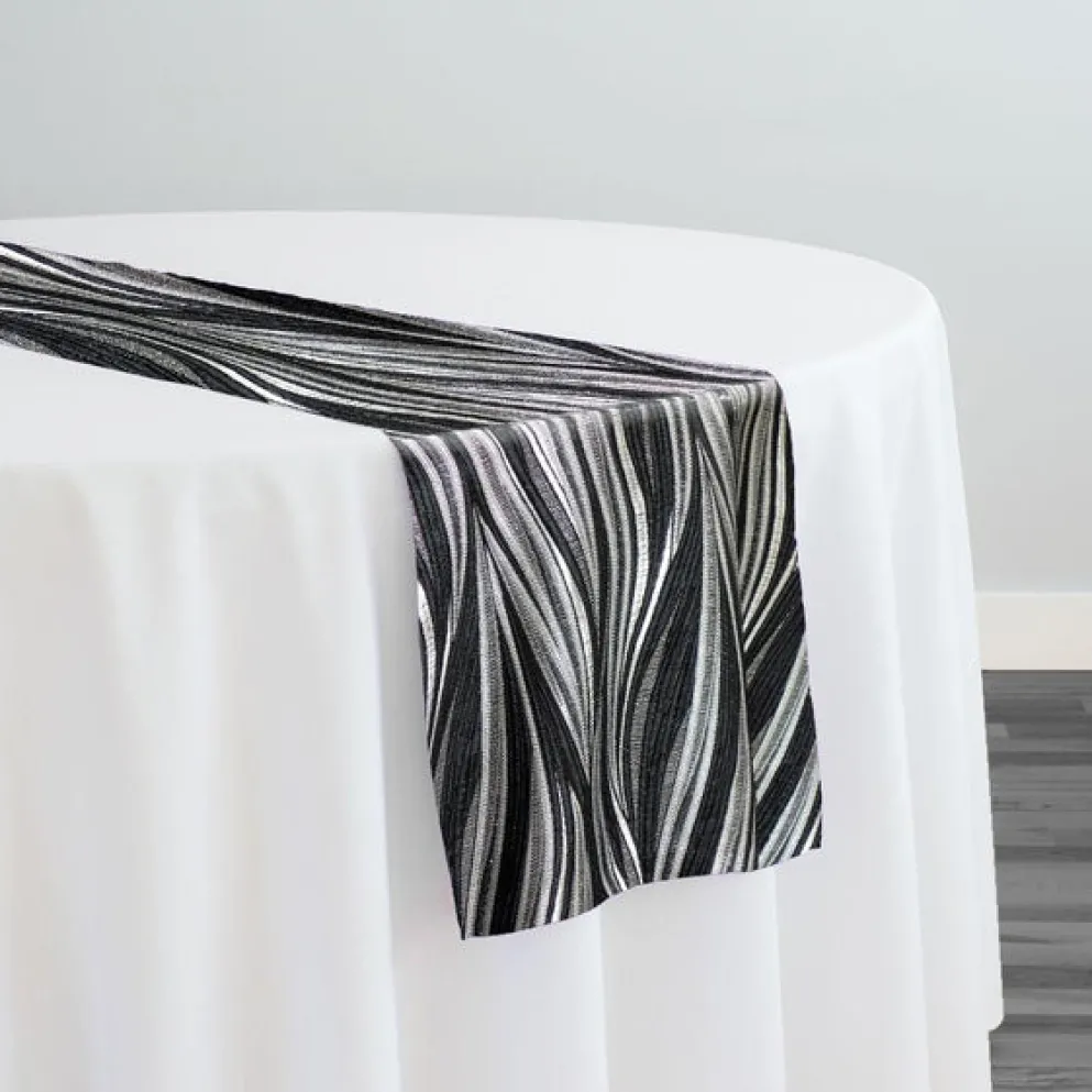 Allure Jacquard Table Runner in Black and Silver