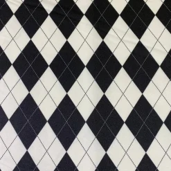 Argyle (Poly Print) Table Linen in Black and White