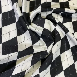 Argyle (Poly Print) Table Linen in Black and White