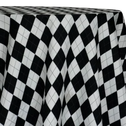 Argyle (Poly Print) Table Linen in Black and White