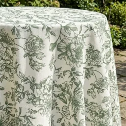Artistry Bloom (Slub Print) Table Linen in Willow Green