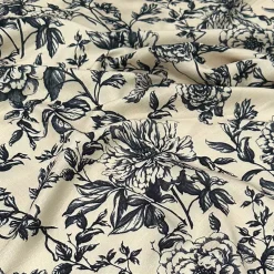Artistry Bloom (Slub Print) Table Linen in Taupe / Black