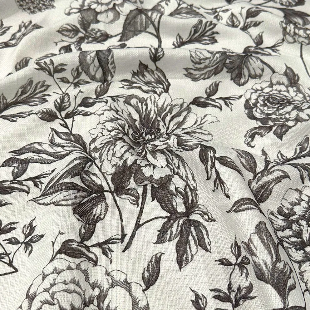 Artistry Bloom (Slub Print) Table Runner in Grey