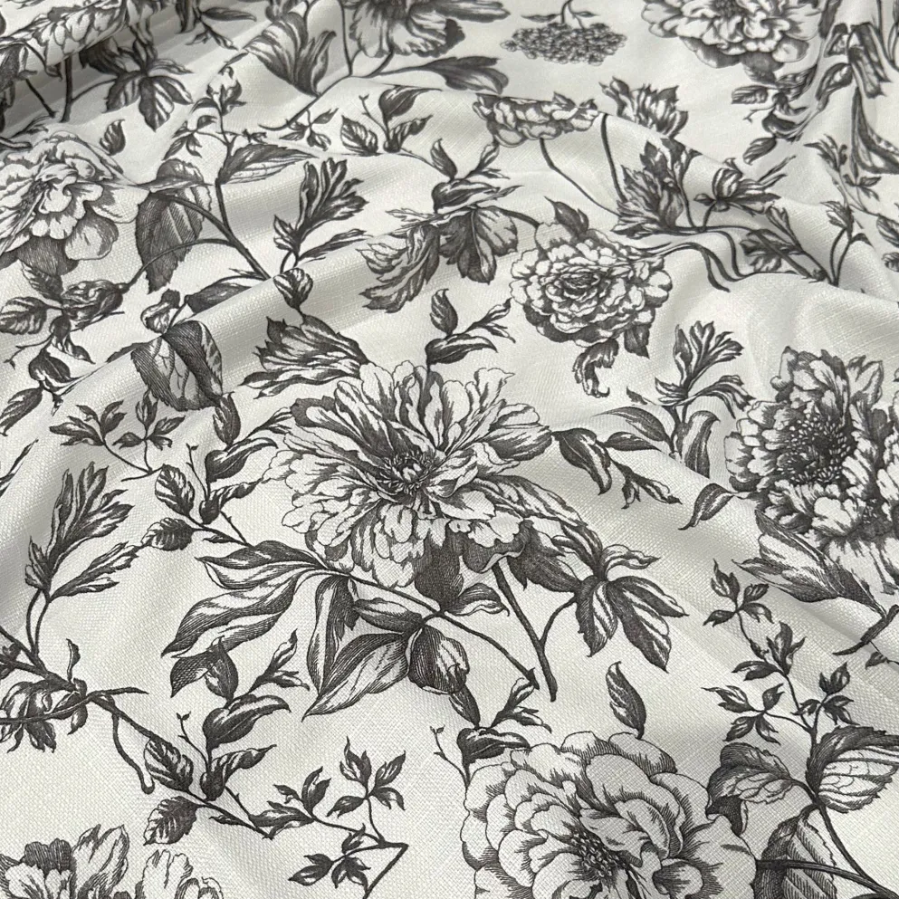 Artistry Bloom (Slub Print) Table Runner in Grey