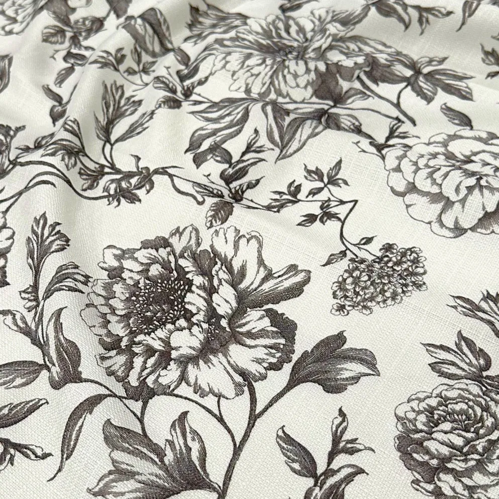 Artistry Bloom (Slub Print) Table Runner in Grey