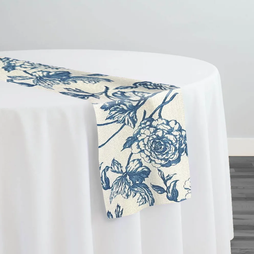 Artistry Bloom (Slub Print) Table Runner in Royal