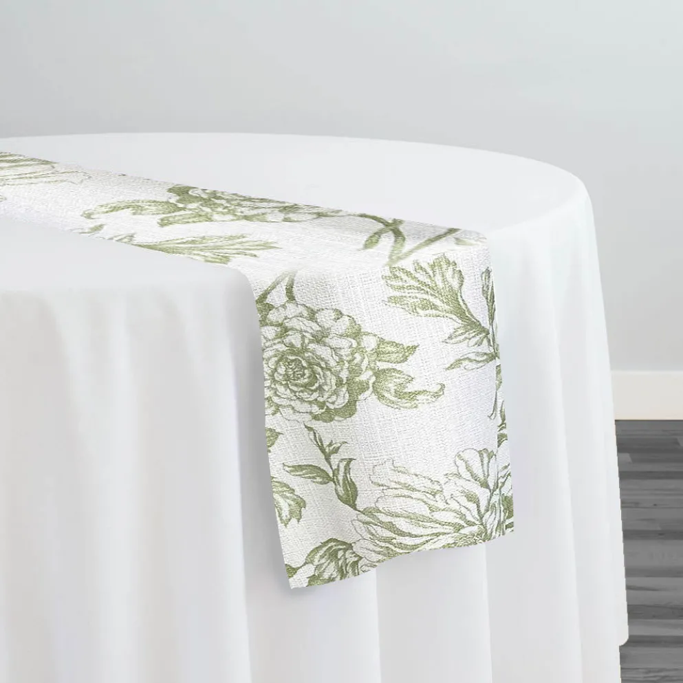 Artistry Bloom (Slub Print) Table Runner in Sage