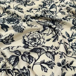 Artistry Bloom (Slub Print) Table Runner in Taupe / Black