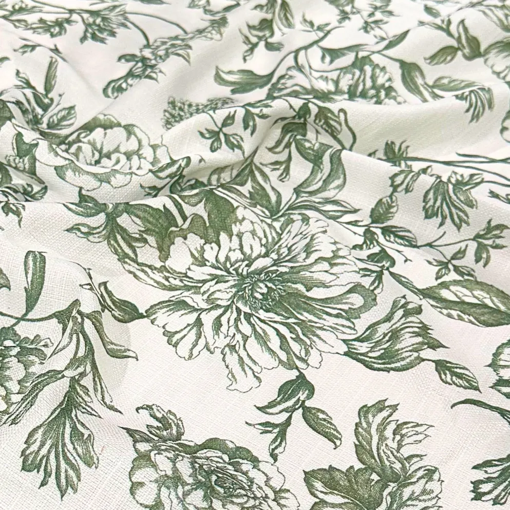 Artistry Bloom (Slub Print) Table Runner in Willow Green