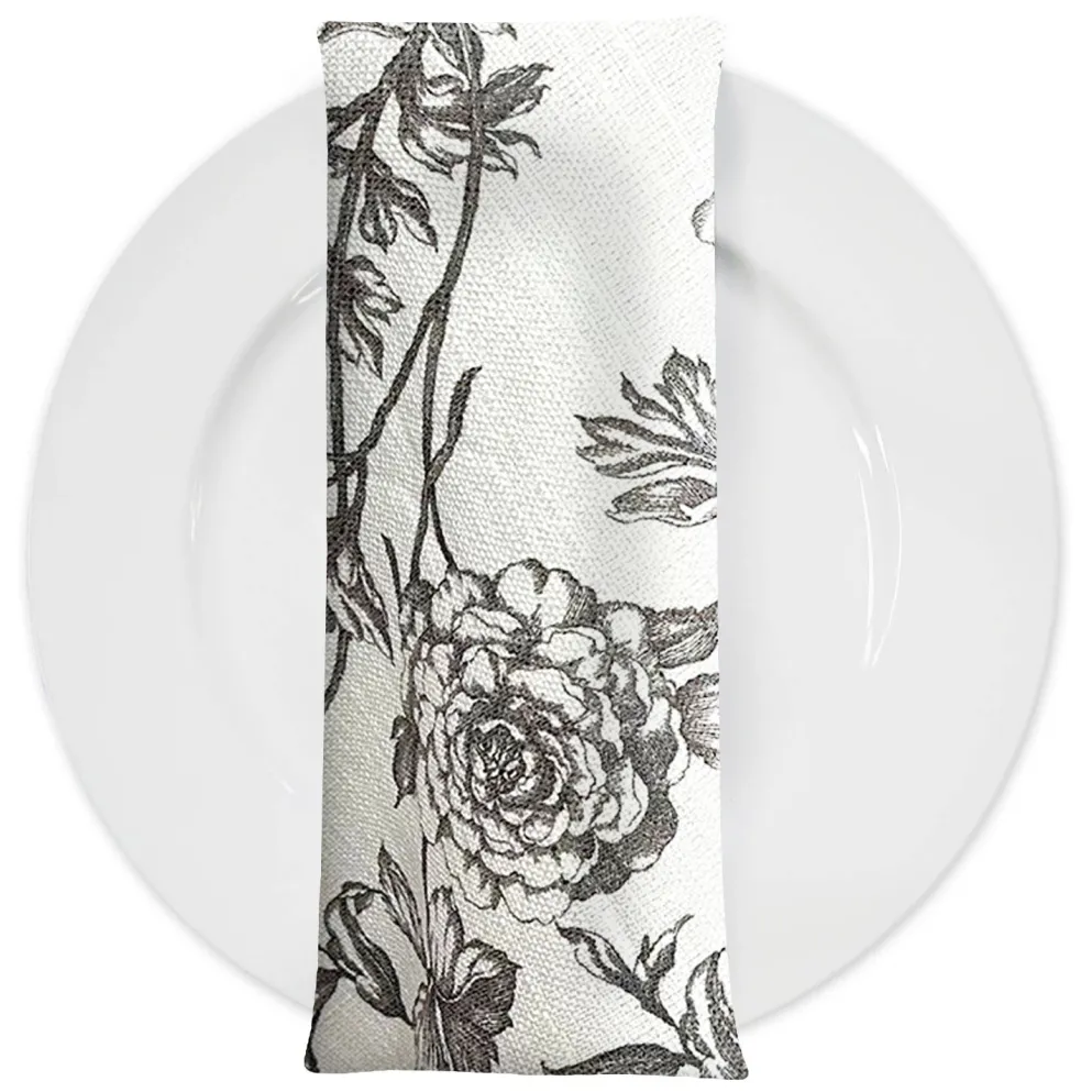 Artistry Bloom (Slub Print) Table Napkin in Grey