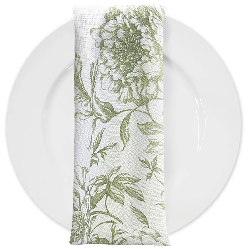 Artistry Bloom (Slub Print) Table Napkin in Sage