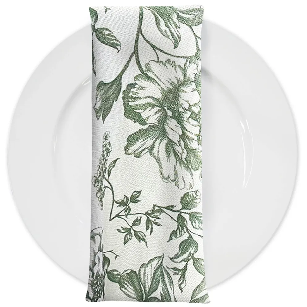 Artistry Bloom (Slub Print) Table Napkin in Willow Green