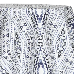 Aztec Print (Dupioni) Table Linen in Steel Blue