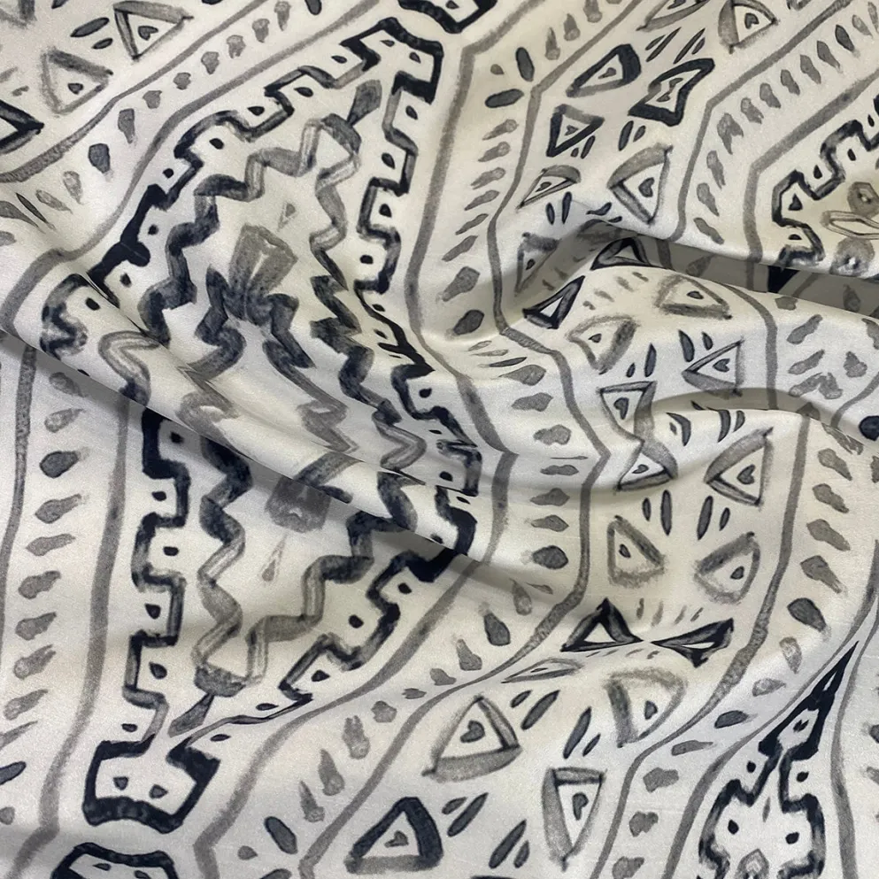 Aztec Print (Dupioni) Table Linen in Steel Blue