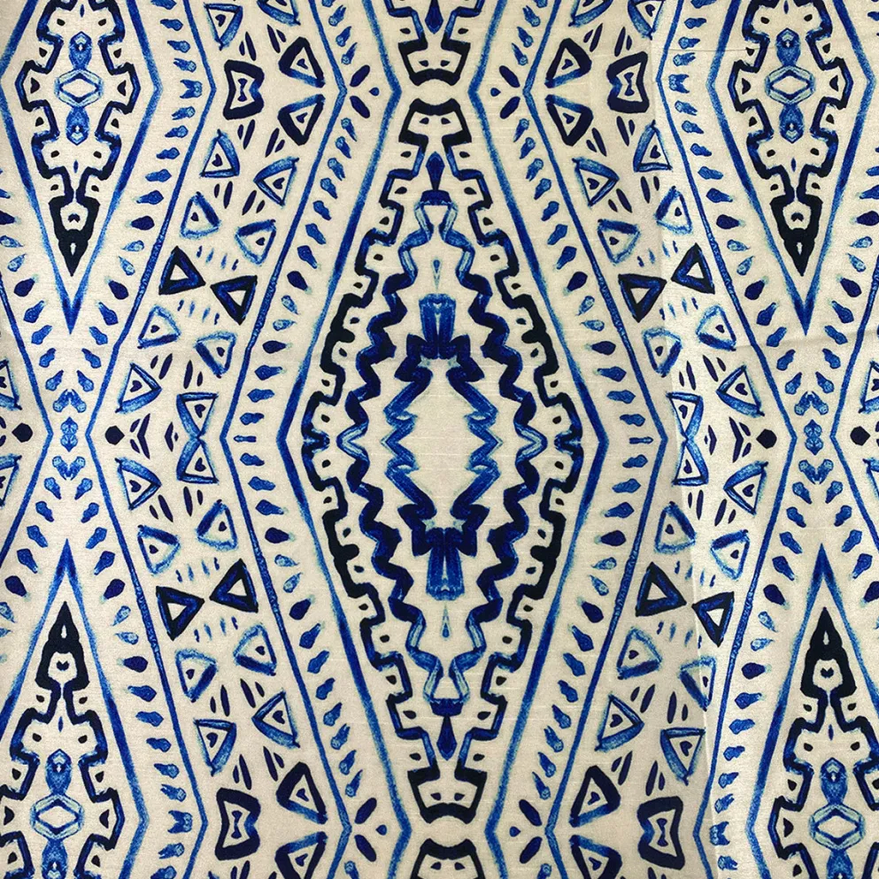 Aztec Print (Dupioni) Table Linen in Royal