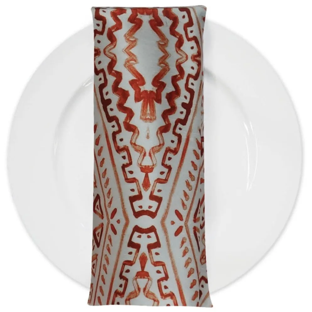 Aztec Print (Dupioni) Table Napkin in Orange