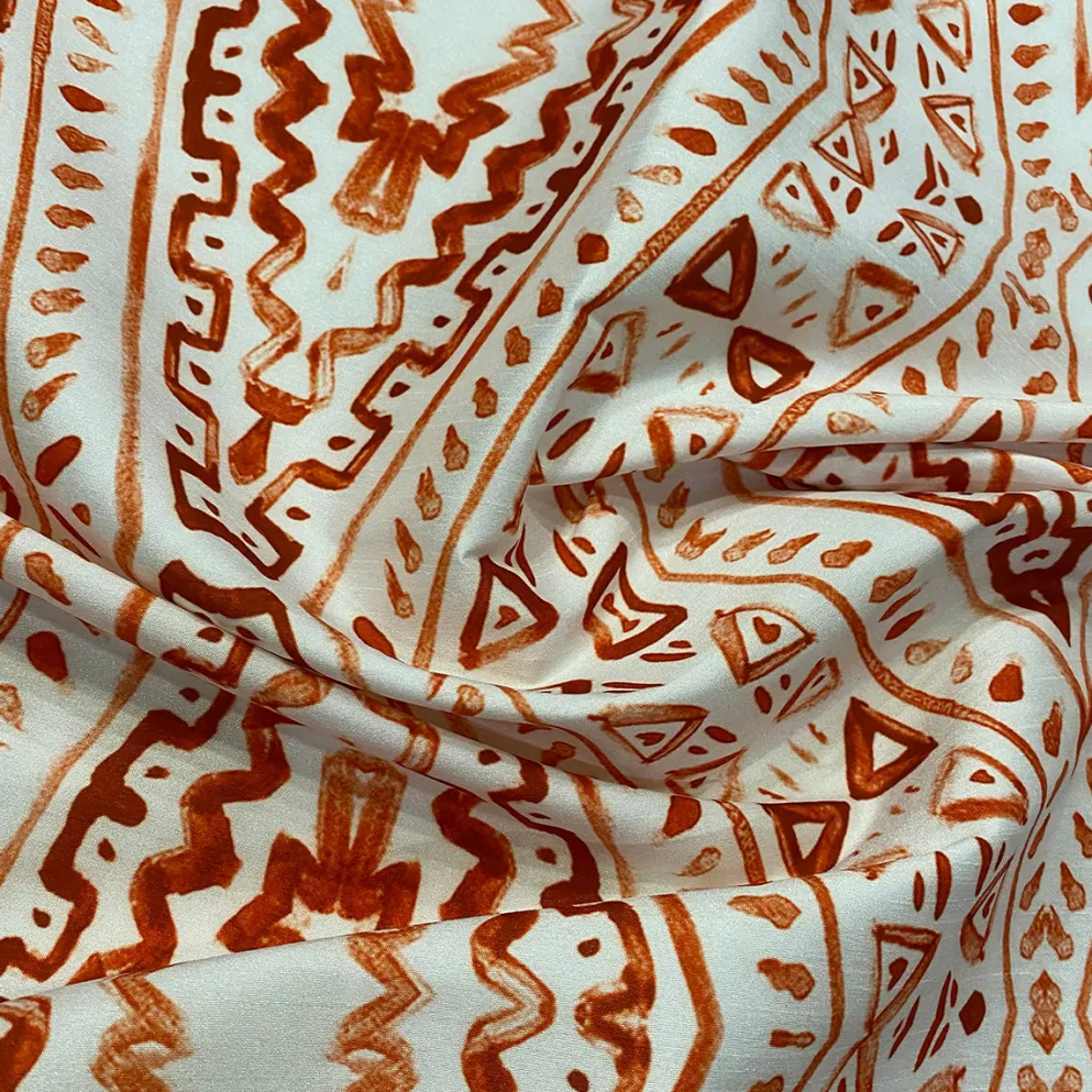 Aztec Print (Dupioni) Table Napkin in Orange