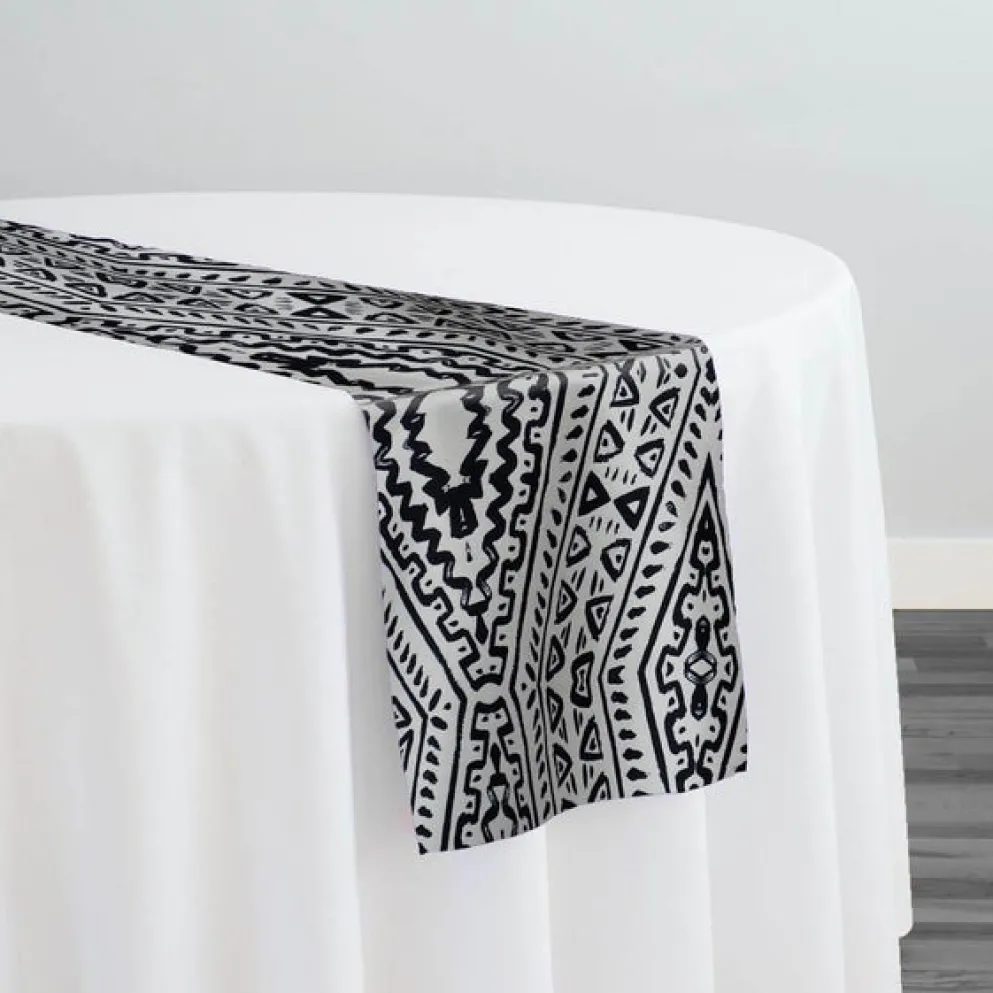 Aztec Print (Dupioni) Table Runner in Black