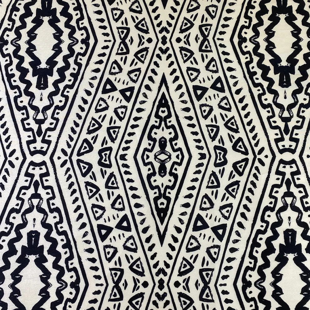 Aztec Print (Dupioni) Table Runner in Black