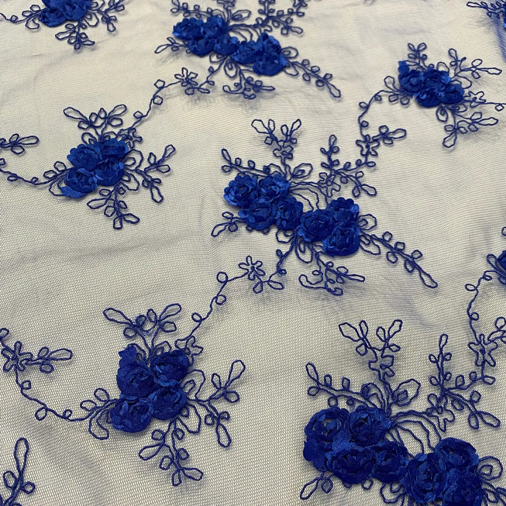 Baby Rose Embroidery Table Linen in Royal
