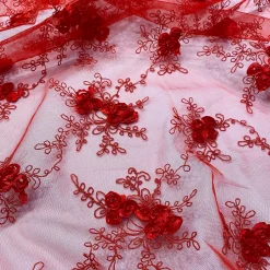 Baby Rose Embroidery Table Linen in Red