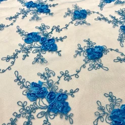 Baby Rose Embroidery Table Linen in Turquoise