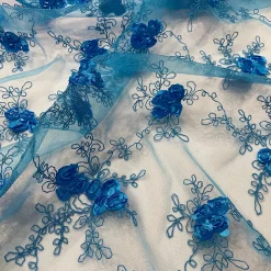Baby Rose Embroidery Table Linen in Turquoise