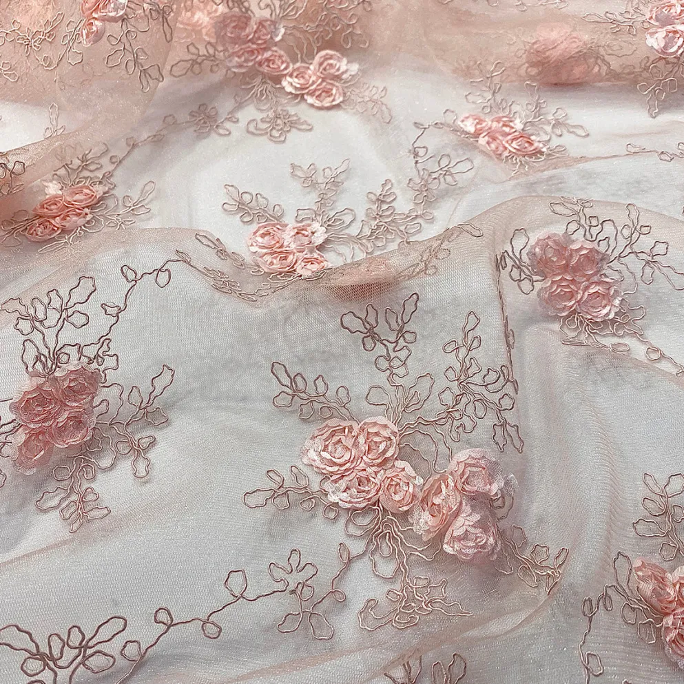 Baby Rose Embroidery Table Linen in Blush