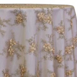 Baby Rose Embroidery Table Linen in Champagne