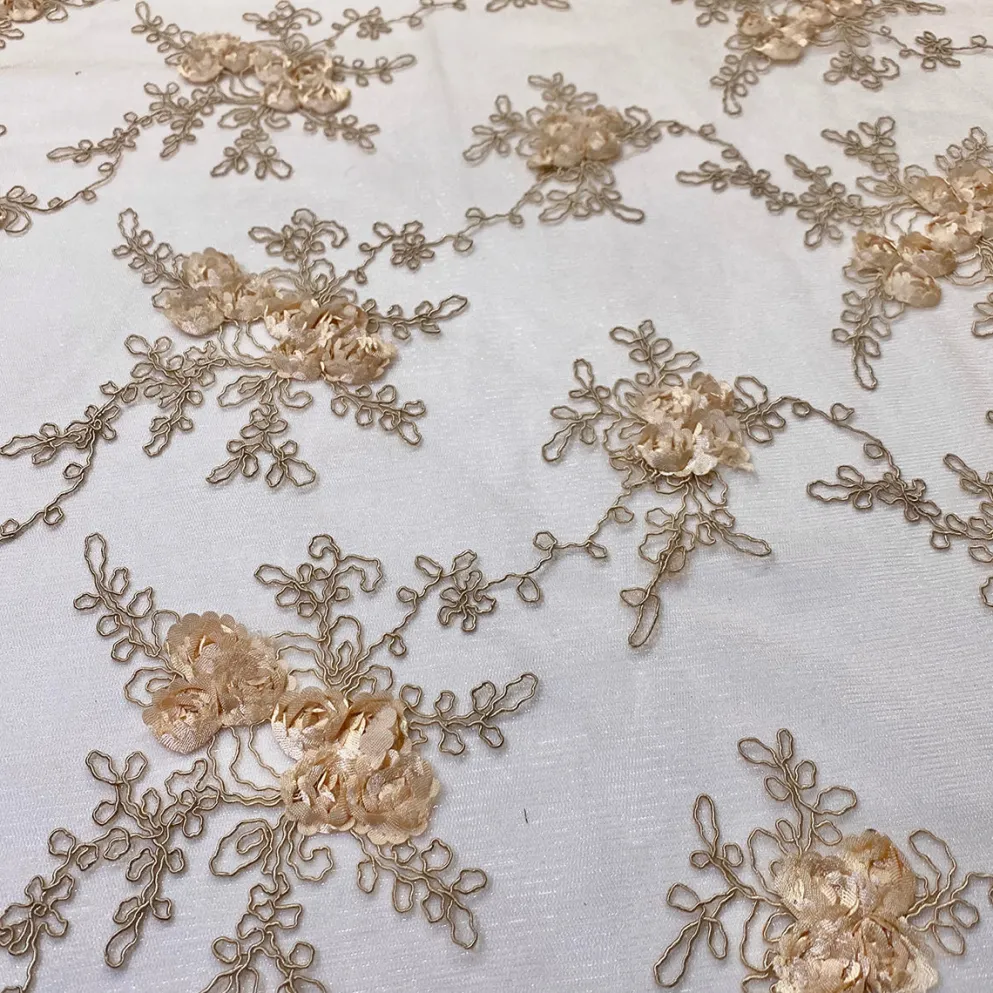 Baby Rose Embroidery Table Linen in Champagne
