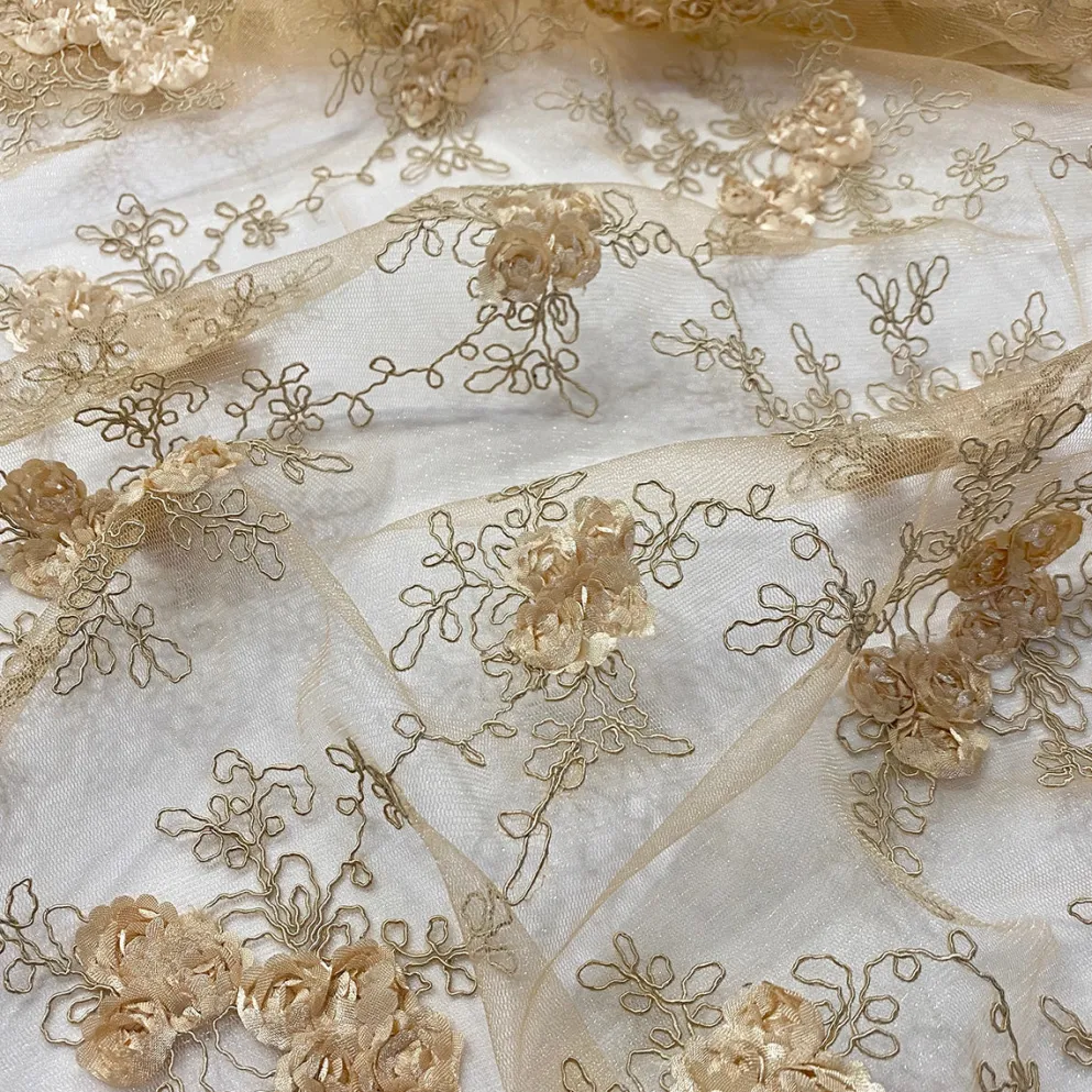 Baby Rose Embroidery Table Runner in Champagne