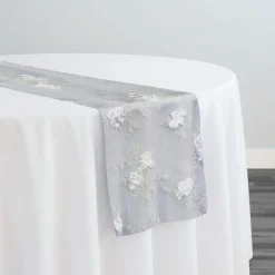 Baby Rose Embroidery Table Runner in White
