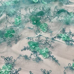 Baby Rose Embroidery Table Runner in Mint