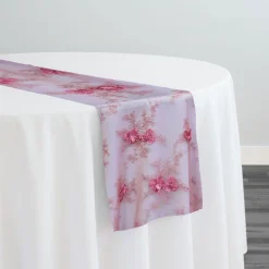Baby Rose Embroidery Table Runner in Dusty Rose