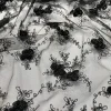 Baby Rose Embroidery (w/ Poly Lining) Table Napkin in Black