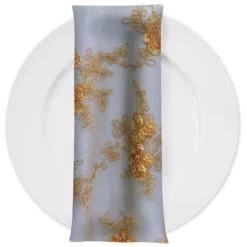Baby Rose Embroidery (w/ Poly Lining) Table Napkin in Gold
