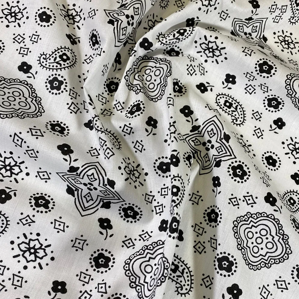 Bandana (Poly Print) Table Linen in White