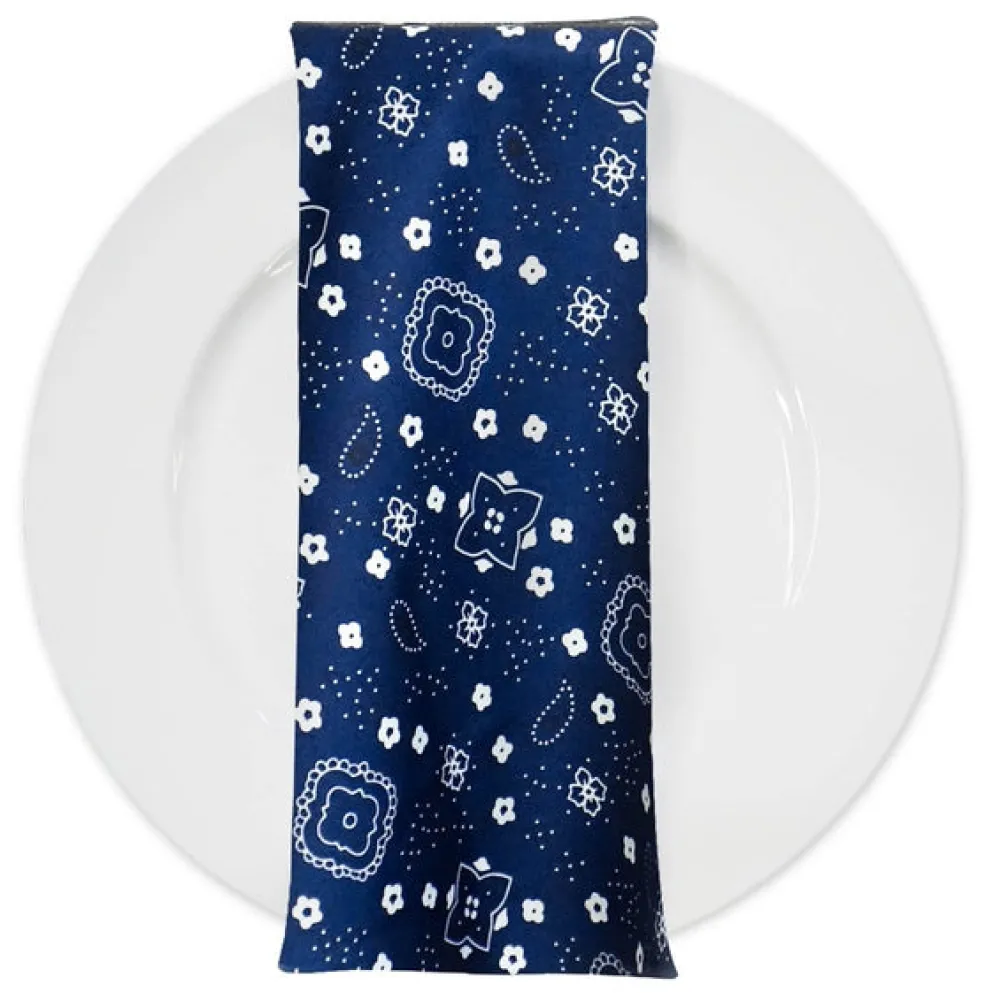 Bandana (Poly Print) Table Napkin in Navy